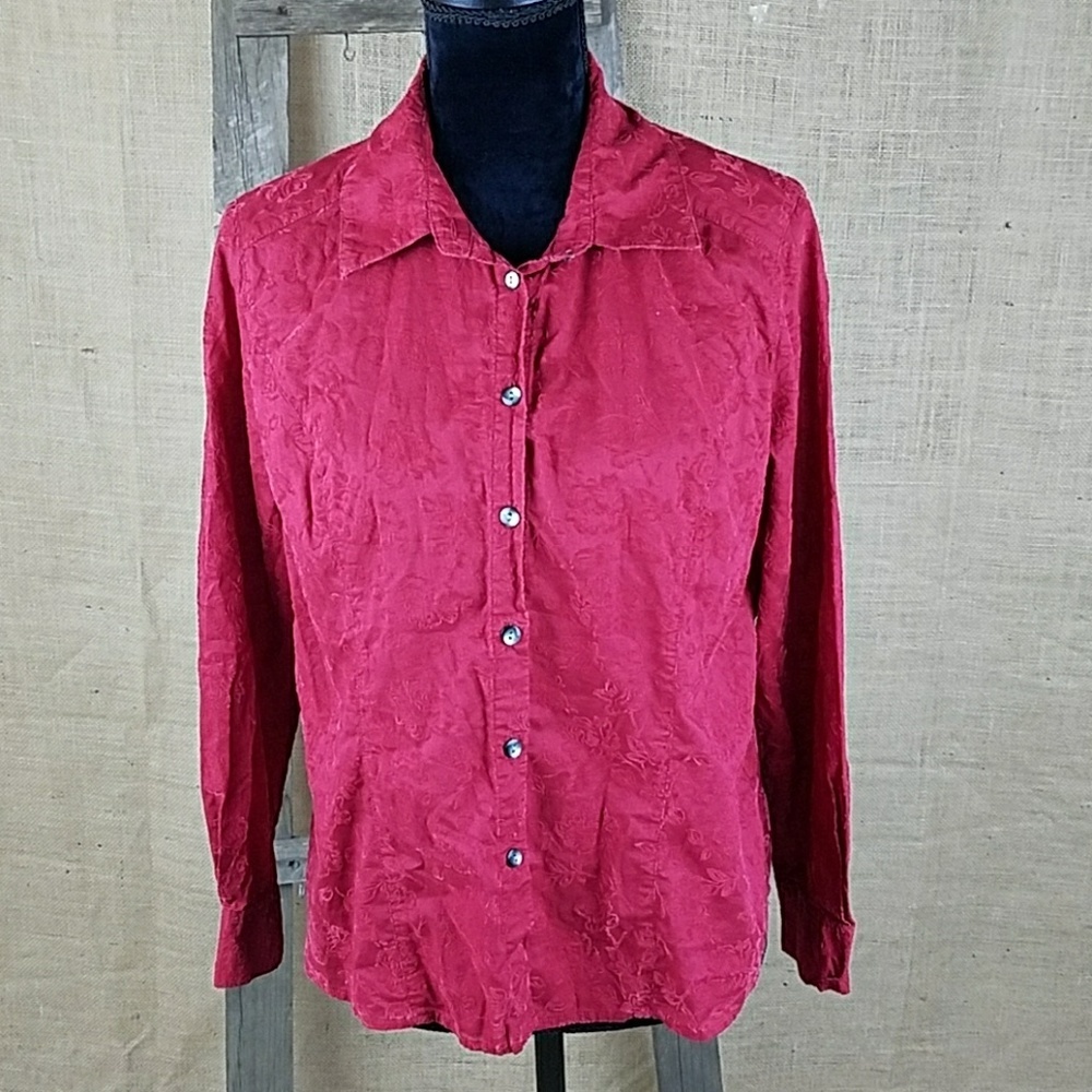 J. Jill women's M/P red velvet burnout long sleeve